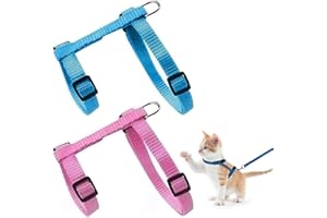REQAG 2 Pezzi pettorina gatto, regolabile, Imbracatura con Guinzaglio, per Piccoli Animali Domestici