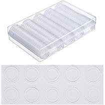 Cisolen Lot de 100 capsules de monnaie en plastique transparent pour protéger les capsules de pièces de monnaie avec joint en mousse avec boîte de rangement en plastique pour fournitures de collection Cisolen Lot de 100 capsules de monnaie en plastique transparent pour protéger les capsules de pièces de monnaie avec joint en mousse avec boîte de rangement en plastique pour fournitures de collection