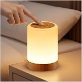 Auxmir Lámpara de Mesita de Noche LED Recargable para Bebé, Marrón Claro | Batería 3000mAh USB-C, 256 Colores RGB, 5 Modos de