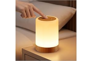 Auxmir Lámpara de Mesita de Noche LED Recargable para Bebé, Marrón Claro | Batería 3000mAh USB-C, 256 Colores RGB, 5 Modos de Luz, Brillo Ajustable, Táctil, Temporizador y Gancho, para Lactancia