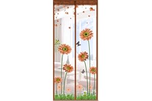 Ohmais - Tenda zanzariera con calamite, per porta, installata con chiusura magnetica, CAFFÈ