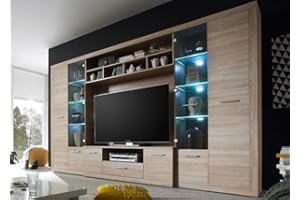 Froschkönig24 Sonoma High Wall Mounted Living Room Set, Oak, Including Lighting