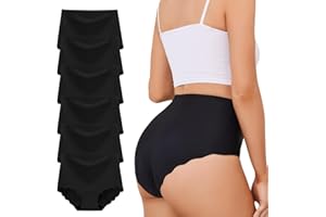 TDONE Seamless Knickers for Women, Breathable High Waisted Seamless Underwear Comfortable No Vpl Show Panties Soft Moisture Wicking Wavy Edges Knickers Full Coverage Briefs Multipack(6 Pack)