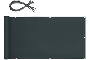 Sekey Balkon Sichtschutz Balkonabdeckung 90x500cm, Balkonsichtschutz Balkonverkleidung Oxford mit Nylon Kabelbinder, Blickdicht Wasserdicht Windschutz, Anthrazit