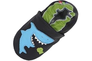 Carozoo Requin Noir (Shark Black), Chaussures Bébé Semelle Souple Fille