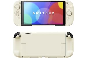 PlayVital Split-Schutzhülle für Switch 2, Kratzfeste Hülle, Dockbares Case, Ergonomischer Griphülle mit Klappständer & Joystick Kappen Zubehör für Nintendo Switch 2, Antik Gelb