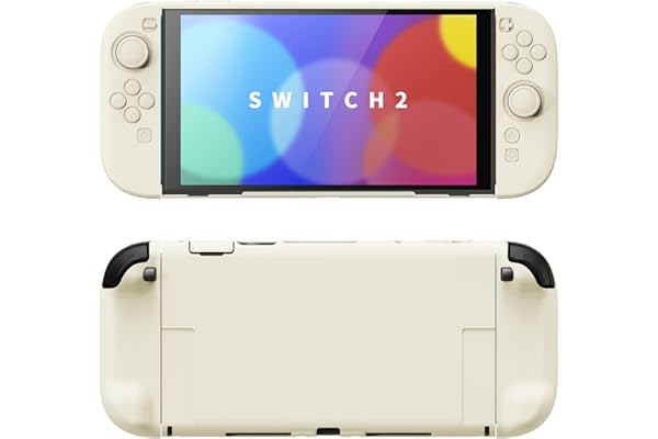 PlayVital Coque pour Switch 2 Console avec Support & Capuchon Joystick,Étui de Protection Rigide pour Nintendo Switch 2 Manette Grip Cover Dockable-Jaune Antique