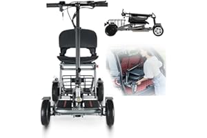 WOLWES Elektromobil Seniorenmobil,4-Rad-Mobilitätsroller,Rollstuhl Faltbar Leicht,Gehhilfe Für Senioren,Roller Erwachsene 120Kg,Elektrorollstuhl,Aluminiumlegierung grey