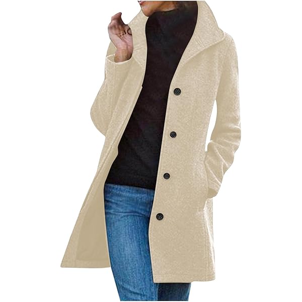 Overgangsjas voor dames, winterjas, elegante revers, wollen jas