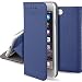 Produktbild Moozy Hülle Flip Case für iPhone 5s / iPhone SE, Dunkelblau - Dünne magnetische Klapphülle Handyhülle mit Standfunktion