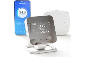 BEOK CONTROLS Wireless Smart Thermostat with Receiver, for Water Underfloor Heating and Gas Boiler, Central Heating Controller,Wifi Room thermostat Digital, Boiler and Hot Water Control via Tuya App＆Smart Speaker