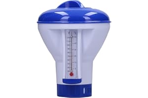 PUREPOWER Pływak do Dozowania Chloru z Termometrem, Pływak Dozujący, Dozownik Chemiczny | Pływak Dozownik Chloru do Jacuzzi, Brodzika, Spa, Parków Wodnych | Akcesoria Basenowe do Pielęgnacji Basenu + Termometr