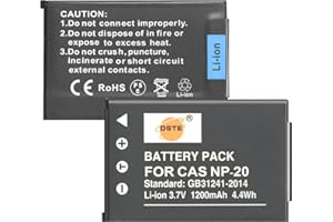 DSTE® 2x NP-20 Rechargeable Li-ion Battery for Casio Exilim EX-M1 EX-M2 EX-M20 EX-M20U EX-S1 EX-Z5 EX-Z6 EX-Z65 EX-Z7 EX-Z8 EX-S100 EX-S100WE EX-S1PM EX-S2 EX-S20 EX-S20U EX-S3 EX-S500 EX-S500EO EX-S500GY EX-S500WE EX-S600 EX-S600BE EX-S600D EX-S600EO EX-S600GD EX-S600SR EX-S770 EX-S770BE EX-S770BU EX-S880 Exilim Zoom EX-Z60 EX-Z65 EX-Z60BK EX-Z60SR EX-Z70 EX-Z77 EX-Z70BK EX-Z70SR EX-Z75 EX-Z75BE EX-Z75PK Camera as Casio NP-20DBA