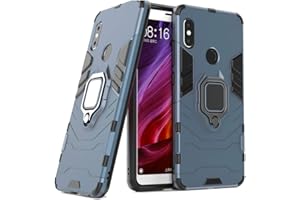 AKABEILA Funda Xiaomi Redmi Note 5,Sopatree Compatible para Xiaomi Redmi Note 5 Carcasa Silicona PC Metálico Montaje Anillo Agarre Soporte Antichoque Caja Protector,Azul