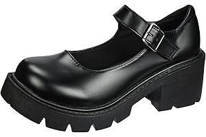 TRIWORIAE-Chunky Plate-Forme Mary Jane Chaussures Rétro Boucle Sangle Bout Rond Appartements Bouche Peu Profonde Princesse Chaussures