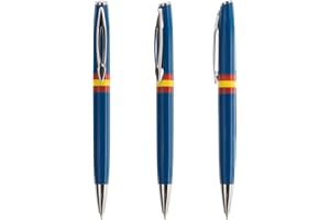 GARGOLA.ES OPERADORES DIGITALES Boligrafos bandera España (Lote 10 ud, 5 azules y 5 blancos) Escritura azul y sistema giratorio.