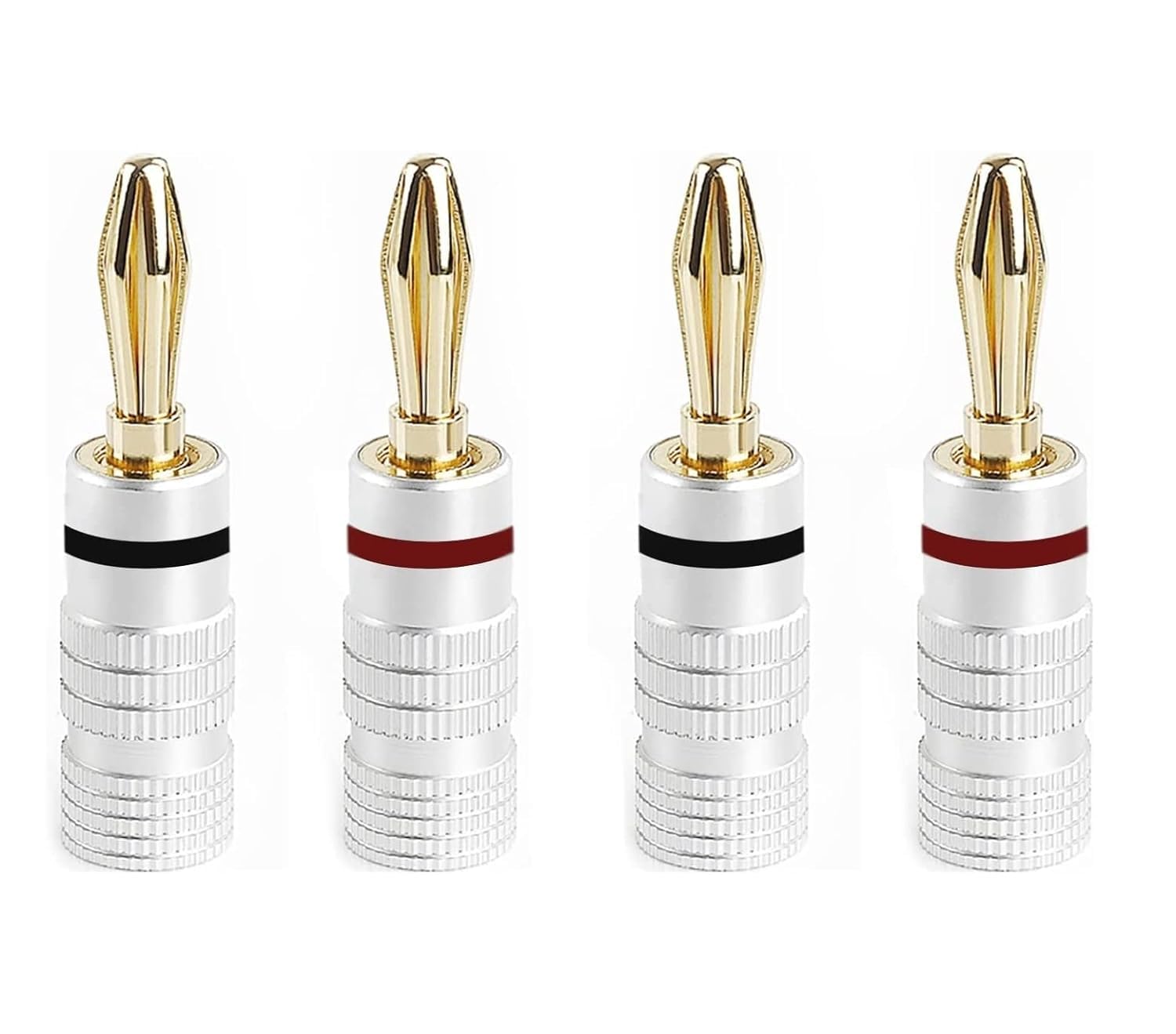 fdealz® [ 4 Pieces ] Banana Cable Plugs, Audio Jack Connector, Dual Screw Lock, Speaker Cable Connector