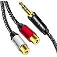 Yeung Qee 3.5mm to 2RCA Female Cable, 3.5mm Male to 2 RCA Female Jack Stereo Audio Cable Y Adapter for iPod, Tablets, MP3,HiFi Stereo System, Speaker (4M)