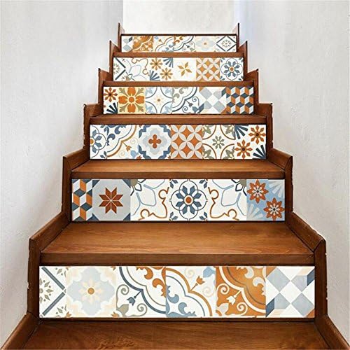 GUOW Step stickers 3D Staircase Stickers Scandinavian Style Color Creative Staircase Stickers Home Decor Paper Decals Decal Paper Vinyl Detachable 6 pcs