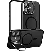 MADNOVA iPhone 17 i&ccedil;in Kılıf Kamera Korumalı Magsafe Wireless Şarj &Ouml;zellikli Lens Hediyeli Mat Şeffaf Renkli Standlı iPhone i