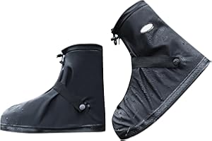 Saier tbo Couvre Chaussures pour Vélo de Imperméables, Antidérapants Pliables Surchaussures avec Fermeture Éclair Bandes Réfléchissantes pour Pluie Cyclisme Randonnée Montagne
