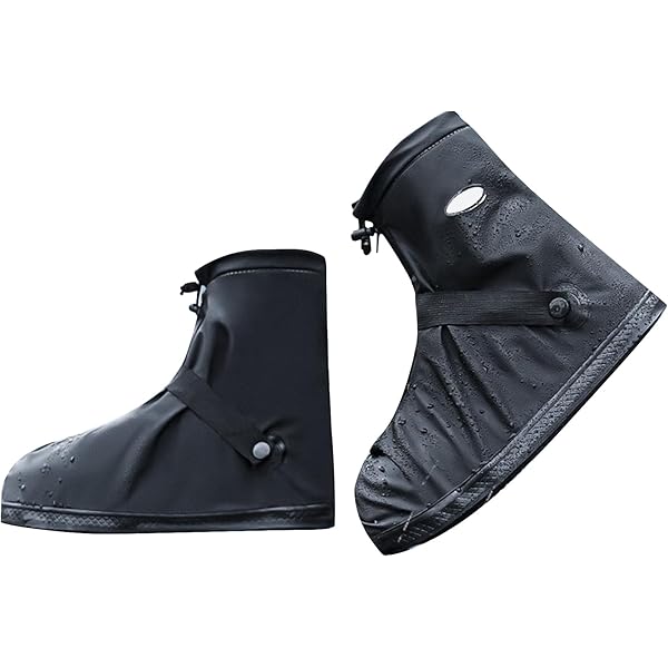 INBIKE RH323 Overschoenen met zwarte reflecterende strips, geperforeerde zool, antislip en slijtvast, waterdicht, fietsoverschoenen, Zwart, S