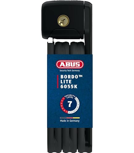 ABUS Faltschloss Bordo Lite 6055K - mit SR-Halterung - ABUS-Sicherheitslevel 7-85 cm, Schwarz & Fahrradschloss Halterung SH 6055K Bordo Lite