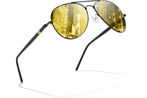 TJUTR Lunettes de Conduite de nuit Lunettes Polarisées Homme, Cadre Métal Rectangulaire UVA UVB-Protection