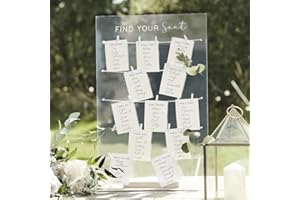 Miss Lovely Sitzplan Hochzeit Tischordnung aus Acryl & Holz für maximal 12 Tische transparent & weiß Hochzeits-Deko Zubehör Party Feste & Feiern Hochzeit & Geburtstag DIY Set