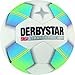 Derbystar Fußball Stratos Pro Light, Kinder Trainingsball, Ball Größe 4 (350 g), weiß blau gelb, 1126