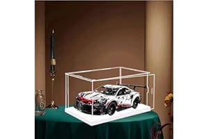 MEEC Vetrina in acrilico trasparente per il montaggio della scatola del bancone con fondo bianco per action figure trasparenti e antipolvere, giocattolo (30 x 15 x 20 cm)