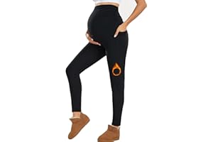Farrobor Leggins Premaman Donna con Tasche Pantaloni Gravidanza a Vita Alta Morbidi Abbigliamento Premaman