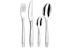 LOU LAGUIOLE - Ménagère 24 couverts de table pour 6 personnes - Figure - Acier inoxydable 18/0, Finition Miroir