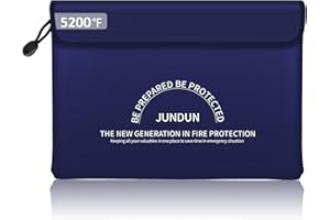 JUNDUN Fireproof Document Bag with 5200℉ Heat Insulated, Fireproof Bag, Blue