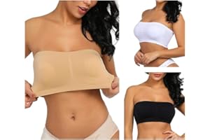 Boolavard Soutien-Gorge Genre Bandeau pour Femme sans Couture Élastique Lot de 3 Noir, Blanc Et Chair