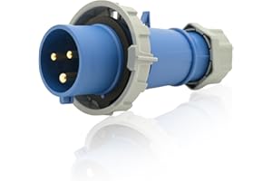 ‎INTRATEC 100% SHOPPING Intratec CEE Starkstrom Stecker 32A, 3-polig – Industriestecker für Innen- und Außenbereich, Einspeisesteckdose IP67, 230 V, SB, RoHS, Reach, Blau/Grau