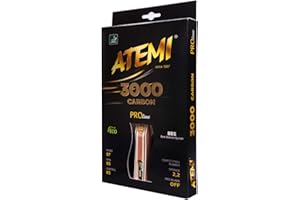 ‎ATEMI Atemi Pro Carbon 3000 Tischtennisschläger | Überlegene Kontrolle und Leistung | Neue ITTF-zugelassene Gummi-Rezeptur 2020 | Hergestellt aus natürlichen, nicht gefärbten exotischen Hölzern | Alle