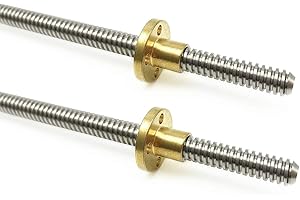 VICHSAMWY 2-Stück 200mm Tr8x2 Gewindespindel mit T8 Messingmutter (Acme Gewinde, 2mm Steigung, 1 Anfang, 2mm Steigung) für LCD DLP SLA 3D Drucker Z-Achse und CNC Maschine (300mm, TR8X2)