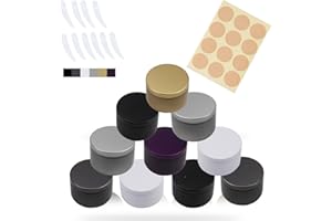 CYIOU 12 Pezzi Barattoli di Alluminio Contenitori Cosmetici Metallo Vasetto Vuoto con Copri di Vite Vasetto Metallo Piccolo per Crema Campione Cosmetici(50ml 6 Colori)