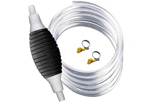 MOUNTTU Siphon Pump, Manual Fuel Transfer Pump with Press & Metal Clamps, Efficient Practical Plastic Liquid Transfer Siphon Hose for Gas, Fuel, Diesel, Water, 2m for Gasoline