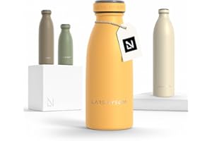LARS NYSØM Gourde INOX 350ml | 0.35L Bouteille d’eau isolée | Gourde étanche pour Le Sport, la Bicyclette, Les Enfants (Mustard Yellow, 350ml)