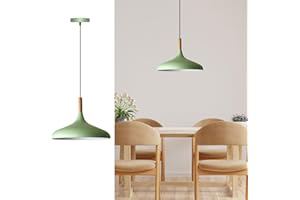 ‎BAMYUM bamyum Champion Küchenlampe Hängend aus Holz und Metall 35 cm, Hängelampe Esstisch, Pendelleuchte Wohnzimmer, Küchenlampen E27, Pendelleuchte Minzgrün für Schlafzimmer, Wohnzimmer, Deckenbeleuchtung