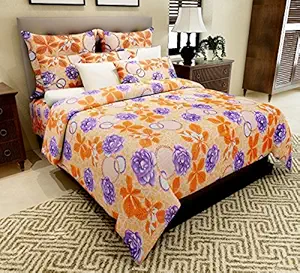 Home Candy Lovely Orange Cotton Double Bed Sheet with 2 Pillow Covers -CTN-BST-283