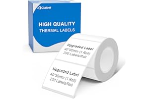 CLABEL 1 rotolo da 40 x 30 mm, colore bianco termico, per stampante di etichette, autoadesive, per scuola, impresa, negozio, casa, 230 pezzi/rotolo (1,57 x 1,18")