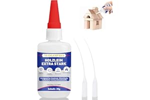 WOGOPRO Collante per legno Extra Forte, Colla per legno resistente all'acqua, Colla per legno trasparente e ad asciugatura rapida per molteplici lavori di incollaggio e fai-da-te, 30g