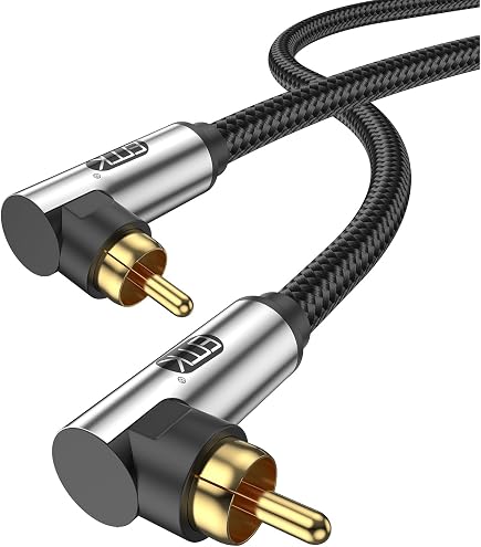 Câble Subwoofer RCA Angle Droit 90° - Câble Audio Or 2M Pour Home Cinéma Caisson Basse