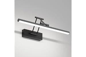 Klighten Lampe LED pour miroir de salle de bain, 40 cm, rotative, IP44, 12 W, 970 lm, blanc froid 5500 K, noir