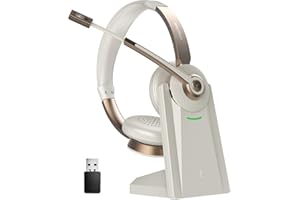 Vonztek Headset Mit Mikrofon,Wireless Headset, V5.1 Bluetooth Headset with Microphone,Mikrofon, Geräuschunterdrückung und Stummschaltung/Ladestation/Dongle, Kit für Laptop/MS Teams/Zoom