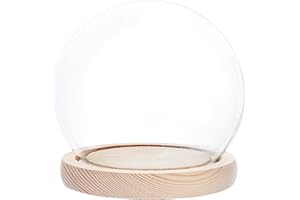PH PANDAHALL PandaHall Vetrina Espositiva in Vetro Con Base in Legno Grano, Cupola Decorativa Custodia Miniatura Palla Neve Per Ornamenti Piante Lucine Esposizione Fiori Artigianali Decorazione Halloween