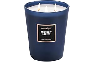 HOME LIGHTS HomeLights Velas de soja altamente perfumadas, grandes, 33.3 oz para el hogar, 3 mechas de algodón, sin humo, de larga duración, 130 horas con luces de medianoche, regalo para mujeres y hombres